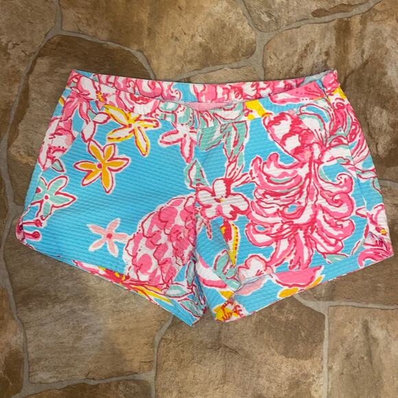 Lilly Pulitzer Adie Shorts Lolita Breakwater Blue Floral Print Low Rise Womens 0 - Picture 4 of 7